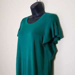 BANANA REPUBLIC Flutter Sleeve Knit Top Green Size Medium